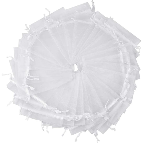 50 st organza påsar - blandade färger 9x11 cm (3,54x4,33 tum) satin dragsko organza påse bröllop