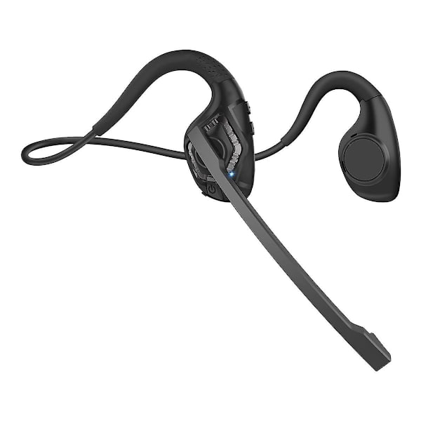 Bluetooth-headset med mikrofon, åbne øre-hovedtelefoner trådløse støjreducerende headset til kontor, kørsel, arbejde, hjem (sort)