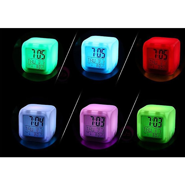 Wekity Anime Mind Adventure Fargerik Vekkerklokke LED Kvadratklokke Digital Vekkerklokke med Tid, Temperatur, Alarm, Dato