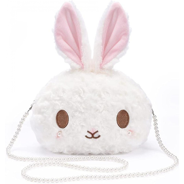 SDIGV AVEKI kawaii pupu olkalaukku, sarjakuvapehmoinen puputyttöjen lompakot, söpö Lolita-laukku lapsille teini-ikäisille, ihana pörröinen eläinlaukku (helmi