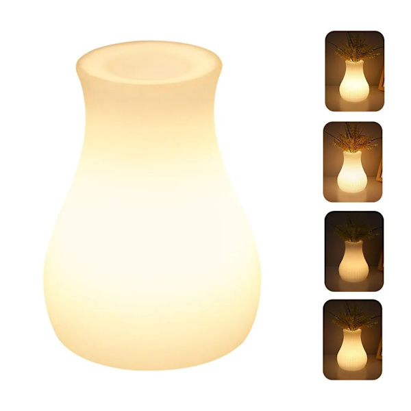 Nattlampa vas, 3 färger justerbar, USB-laddningsbar, LED-utbytbar