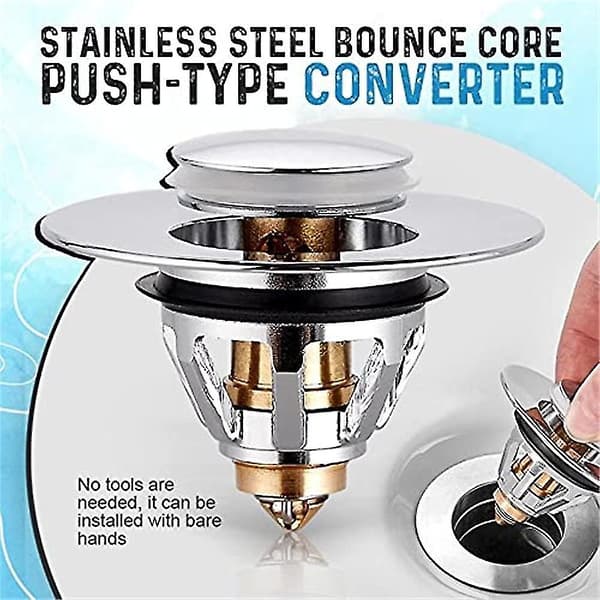 Pop-up vaskafløb, håndvask afløb i rustfrit stål, bounce 34-39mm