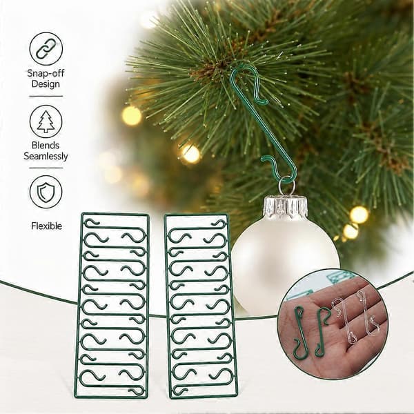 Jul S-krokar 100-pack plast för upphängning av julgranspynt, lätta Transparent