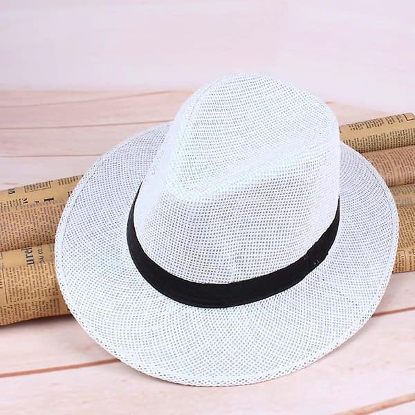 Panamahatt for menn Håndlaget cowboyhatt Sommer strandreise solhatt (B)
