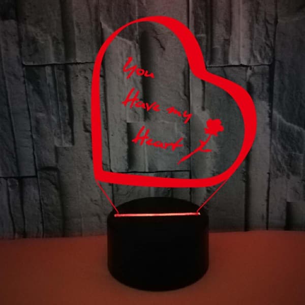 3D Du Har Mitt Hjerte Illusjonslampe 16 Farger