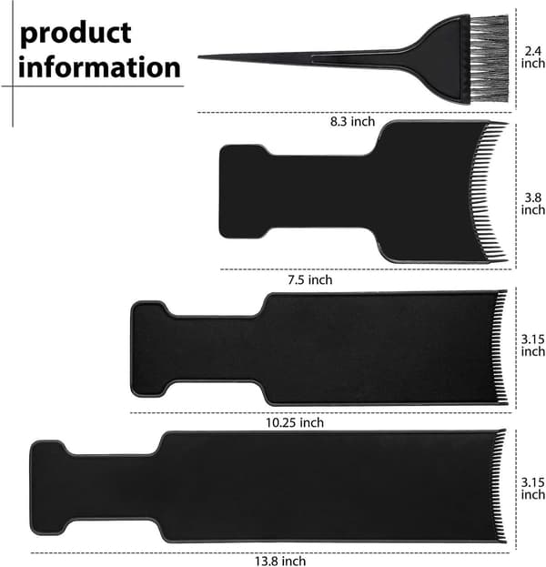 4 Stykker Highlighting Board med Tænder Hårfarve Paddle Highlighting Børste til Balayage Board Kam til Hårfarve