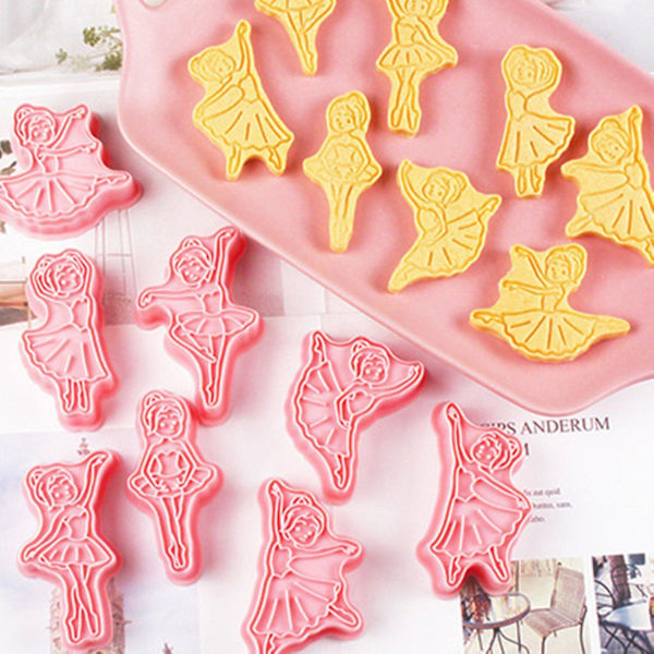 8 stk. kageform balletformer non-stick varmebestandig fondantpasta slik kage prægning stencil