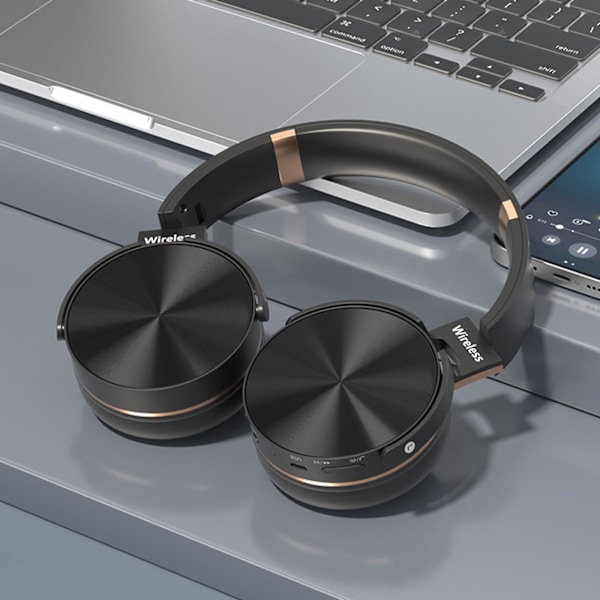 Headset Bluetooth trådløse hovedtelefoner med støjreduktion (sort)