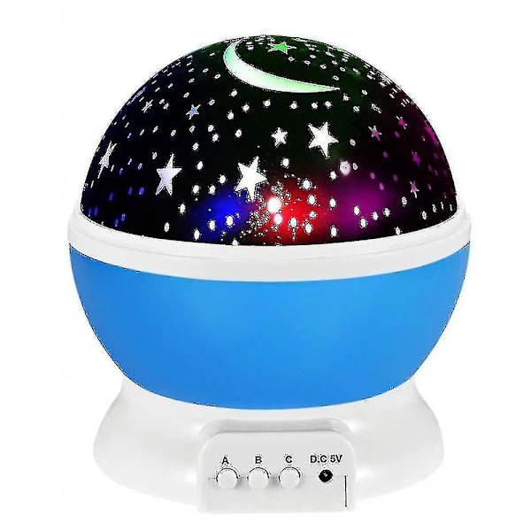 Blå LED stjernehimmel projeksjonslampe roterende projeksjonslampe USB stjernehimmel lampe romantisk projeksjonslampe full av stjernehimmel