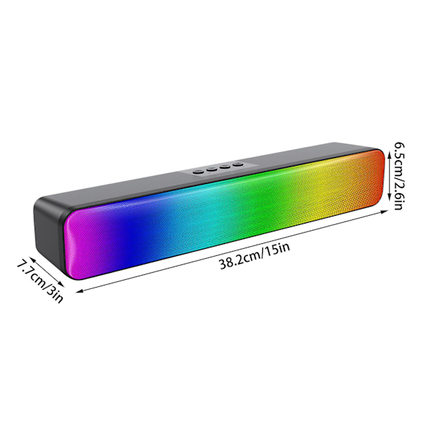 Trådløs Bluetooth-høyttaler med intelligent bass, RGB-fargelist, bil- og datamaskinkortlyd, egnet for hjemmet for å gi gaver