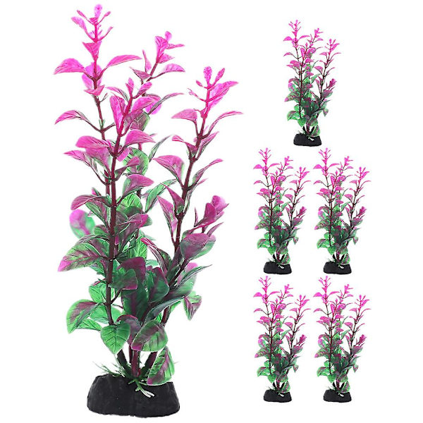 6 stk. Akvarie Kunstig Vandplante Akvarie Landskab Vandplante Akvarie Dekoration（18.00X4.00X2.60CM，Som Vist）