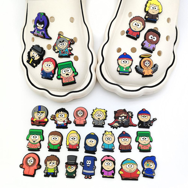 30 stycken 3d träskor sandaler dekoration (South Park), skodekorationer, söta träskor sandaler armband DIY skodekorationer