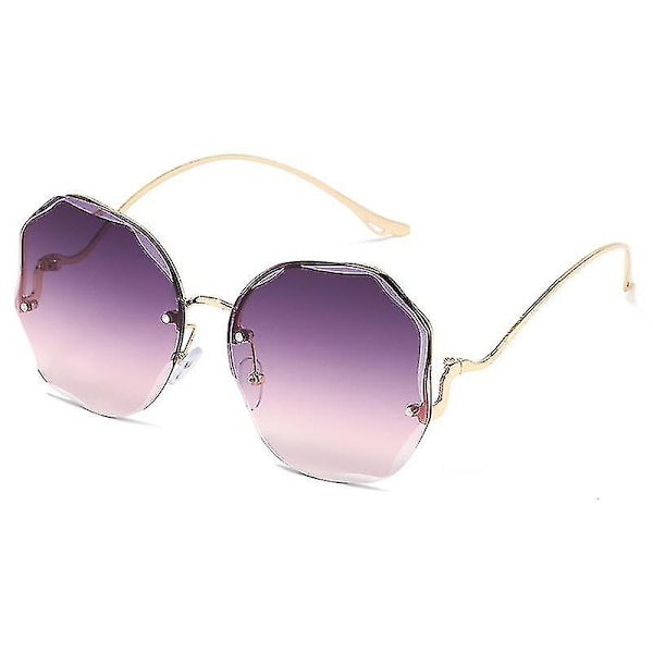 Mote Gradient Solbriller Kvinner Merke Design Vintage Pilot Retro Nyanser Kuttede Linser Uv400 Gradient Solbriller Kvinnelige（Gullramme lilla linse）