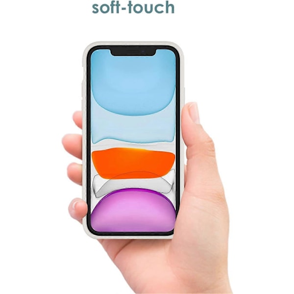 Silikonfodral för iPhone 11 (2019) 6,1 tum, Silkeslen Yta Helkroppsskyddande Fodral, Stötsäkert Omslag med Mikrofiberfoder (Vit)