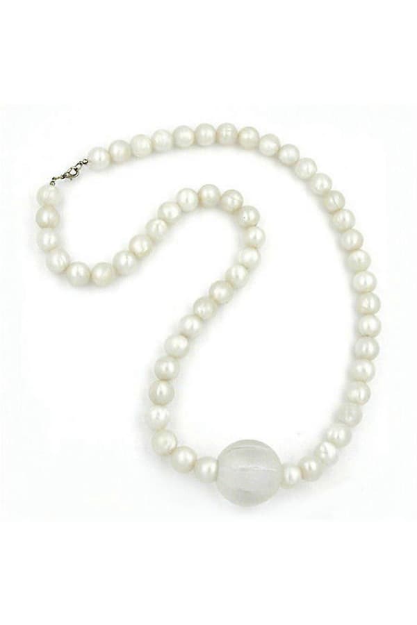 Halsband Pärlor 35/14mm Vaxvit 75cm - Gl02383