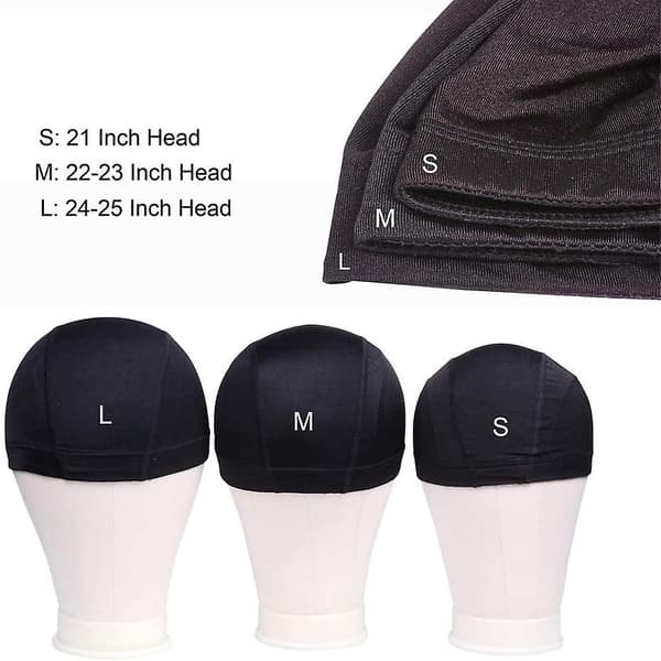 5 stk/pakke Svart Dome Cap For Making Wigs Stretchable Hairnets Med Bred Elastisk