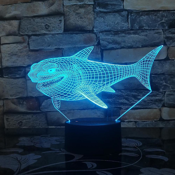 Kæmpe haj 3d led natlys flerfarvet rgb soveværelse dekoration 3d lampe til børn julegave legetøj lampe