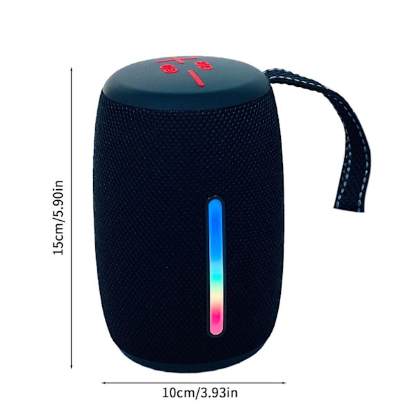 Udendørs bærbar Bluetooth-højttaler med LED-lys（Gratis størrelse，Sort）