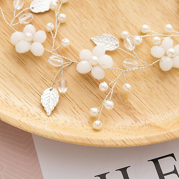 Dww-Hand-woven vit blomma choker, blomma halsband, bröllop tiara bröllop smycken