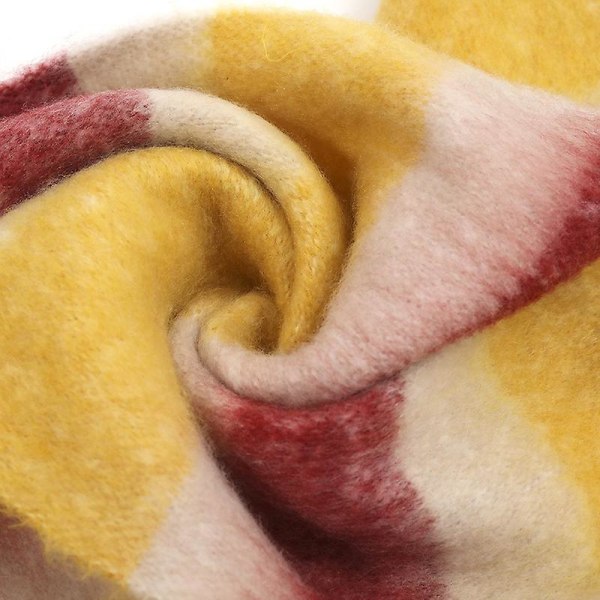 Glad halsduk dam vinter varm förtjockad tjock tofs lång ny ull halsduk herr höst och vinter imiterad kashmir halsduk (rödbrun pläd)
