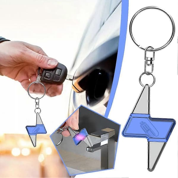 Statisk eliminator nøglering zinklegering ABS pink grå blå A