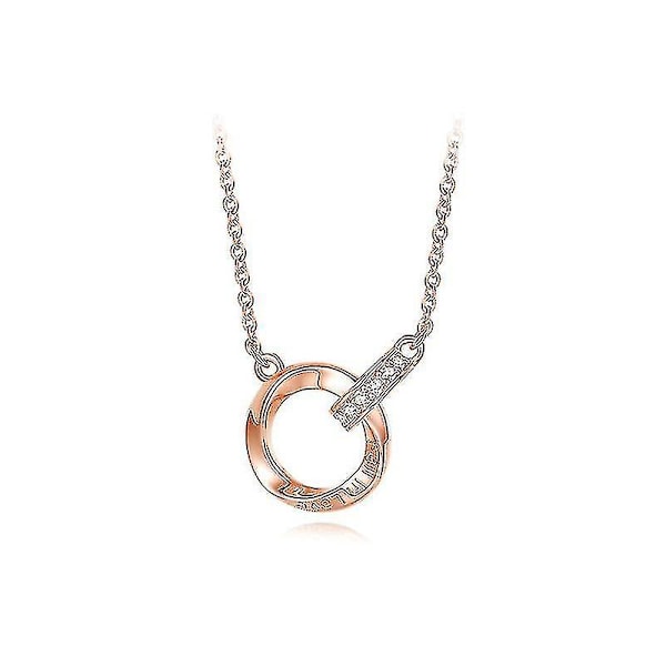 S925 Sterling Silver Mobius Dubbel Ring Halsband Lätt Lyx Nisch Nyckelbenskedja Lätt Lyx Smycken (guld)