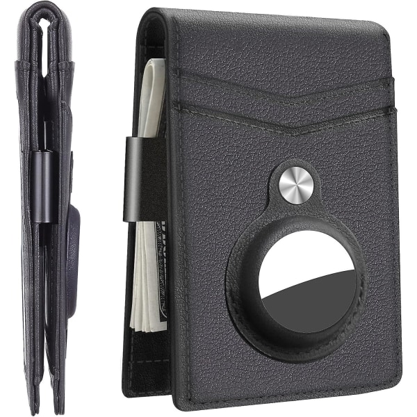 Ultratunn dubbelvikt plånbok med integrerat case, svart