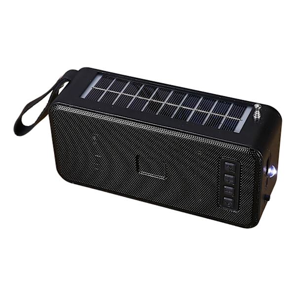 Ulkoinen langaton Bluetooth-aurinkojärjestelmä radiolla, pistokkeella, USB-asemalla, kannettava ja taskulamppu（Musta）
