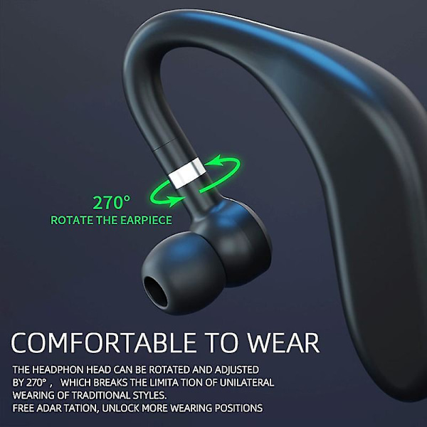 Bilvirksomhet Earhook Bluetooth-headset LED digitalt display Bluetooth-øretelefon Vanntett Sports In Ear-hodetelefon 9d Hifi Stereo Surround Hd-anrop Wirel