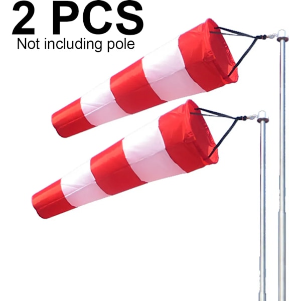 2st Fickväderflöjel Utomhus Hängande Rip-Stop Vindstrumpa Roterande Vindstrumpa Extern Anemometer Paket (röd+vit)