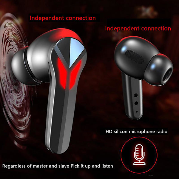 J13 Trådløst Bluetooth Headset Spil Lav Forsinkelse I Øret Lyseffekt Musik/Spil Tilstand Skift