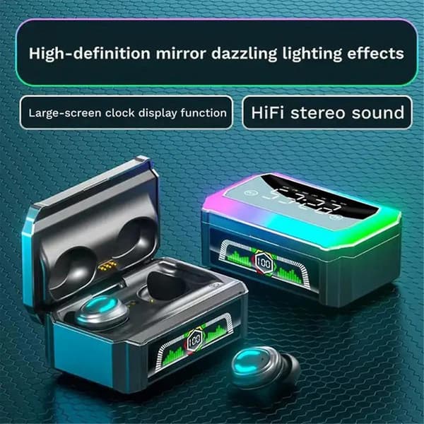 Trådløs Bluetooth-urdisplay, støjreduktion, lav latenstid, TWS Bluetooth-headset til mobilspil, computer (sort)