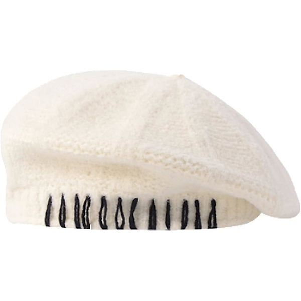 Baskrar för kvinnor enfärgad flerfärgad åttakantig hatt ullgarn stickad brätte varm platt konstnär pumpa hatt fritid slouchy mössor（En storlek，Mörkrosa）