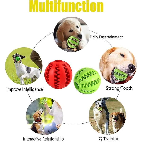 2 bitar Hund Molar Ball, Hund Tuggboll Gummi Hundboll Oförstörbar Hundleksak Heavy Duty Gummiboll Hundmatningsboll för liten medelstor hund