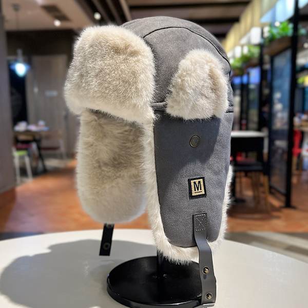 Fluffig Trapperhatt Vinter Mysig Plysch Rysshatt Vindtät Skidhatt Pilot Flygarhatt Kallt Väderhatt (56-60cm, A)