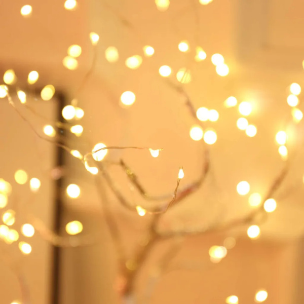 36LED 3D bordslampa, koppartrådsjulgran nattljus för inomhusbarns dekorationsfe