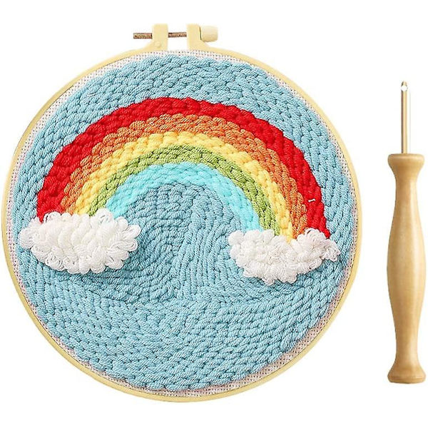 Mattvävningskit, Latch Hook Rug Kit, Handcraft Diy Stickning Ullbroderi Med Stansa, Lätt Att Göra (regnbåge)