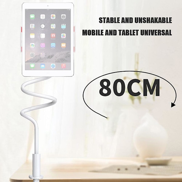 Universal Lazy Mobiltelefon Svanehals Stativ Holder Fleksibel Seng Bord Bord Klemme（Hvid）