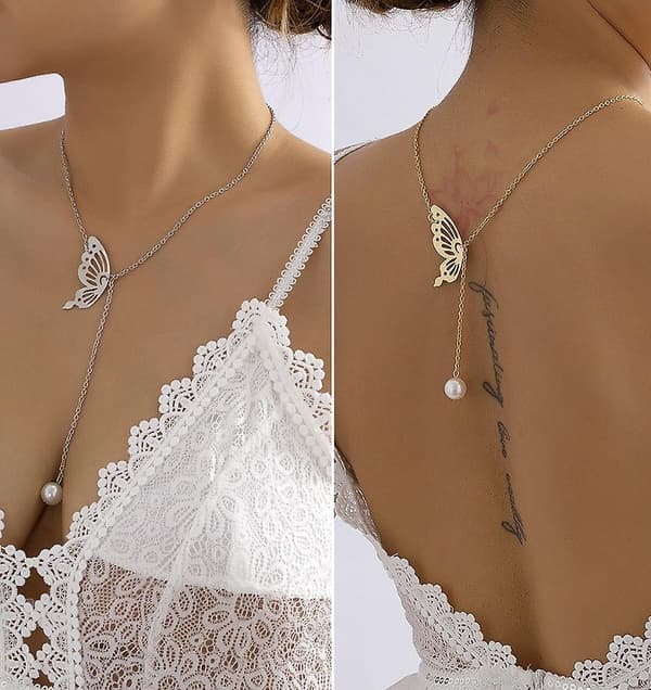 (Guld) One Piece Openwork Fjärilshalsband