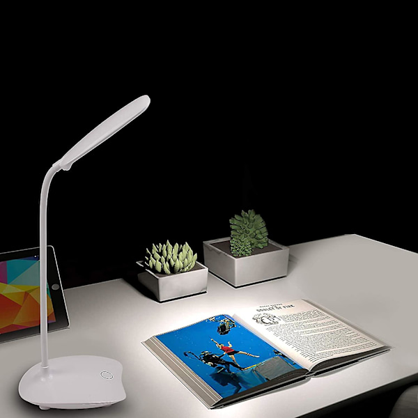 Skrivebordslampe Øjenbeskyttelse Led Lampe Fleksibel Sengebordslampe Led Læselampe Hvid