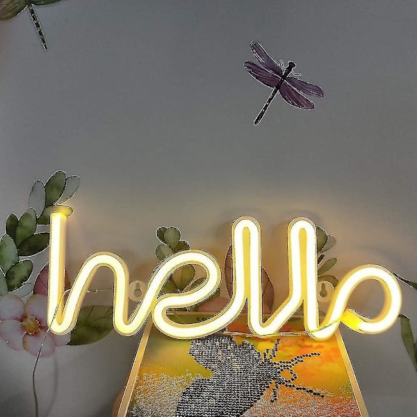 Led Hello Form Neon Bokstavsskylt Neon Bokstäver Ljus Dekorativ Konstljus Väggdekor För Barnrum Jul Bröllopsfest Tillbehör (varm Vit Hello)