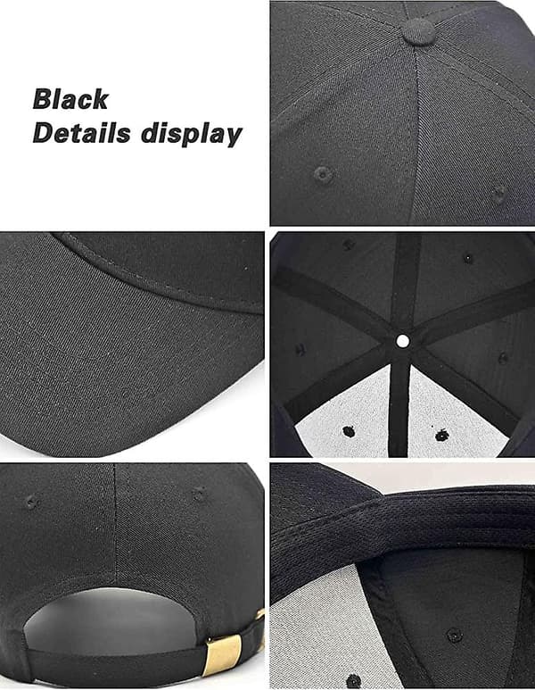 3 pakker Heilwiy Unisex Plain Cotton Strapback Baseball Hat Justerbar, One Size Fits Low Gift