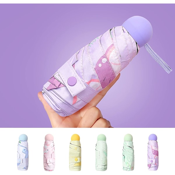 Liangnv Kompakt Resesol & Regnskydd Vindtålig Bärbar Mini Vikbart Parasoll För Flickor Kvinnor