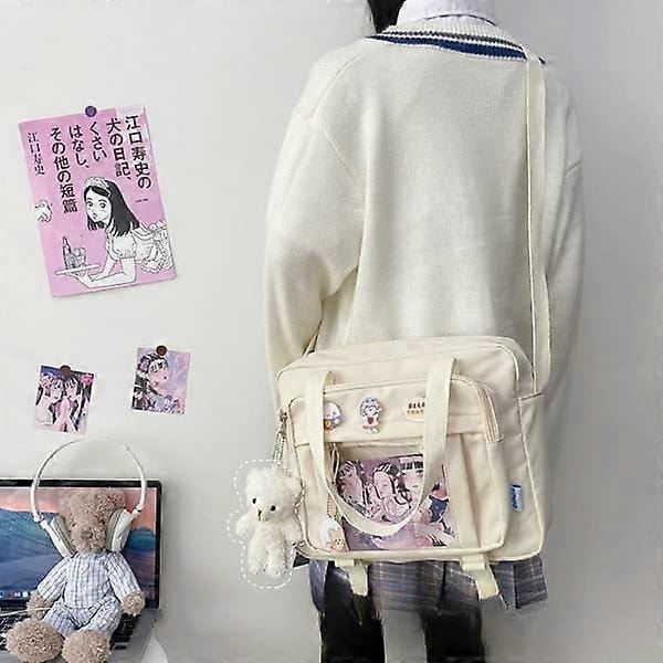 Goth Ita Bag Ryggsäck för Flickor med Plushies Japansk Skolväska Lolita Tillbehör Skolmaterial för Barn (Rosa)