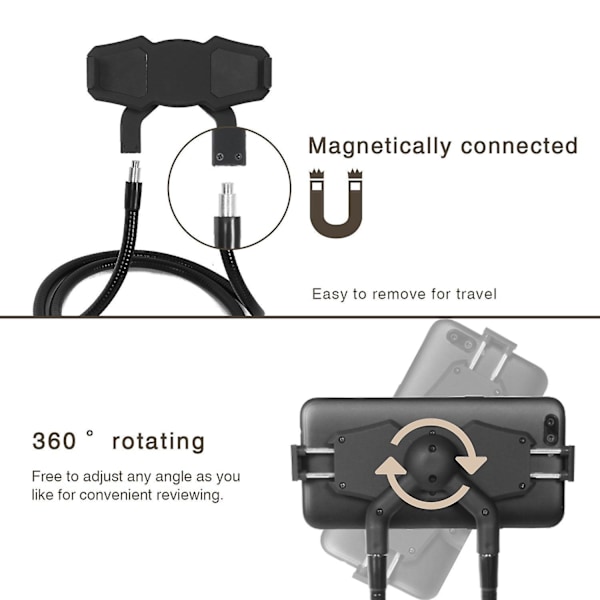 Matkapuhelimen pidike, yleinen matkapuhelimen teline, laiska pidike, Diy joustava pidike useilla toiminnoilla (musta)