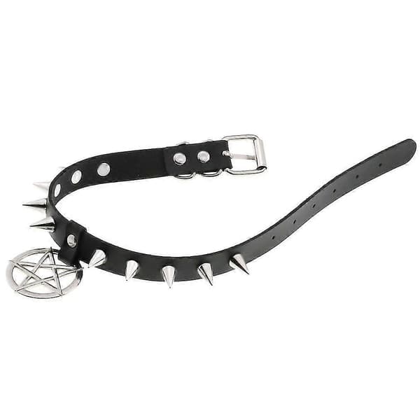 Halsband i läder för damer med zinklegering (I, Stil)