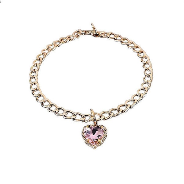 Katt Halsband med Hjärta Rhinestone Hänge, Lätt Justerbar Glansig Diamant Söt Flicka Bröllop Födelsedag Fest Husdjur Halsband Kostym Ac