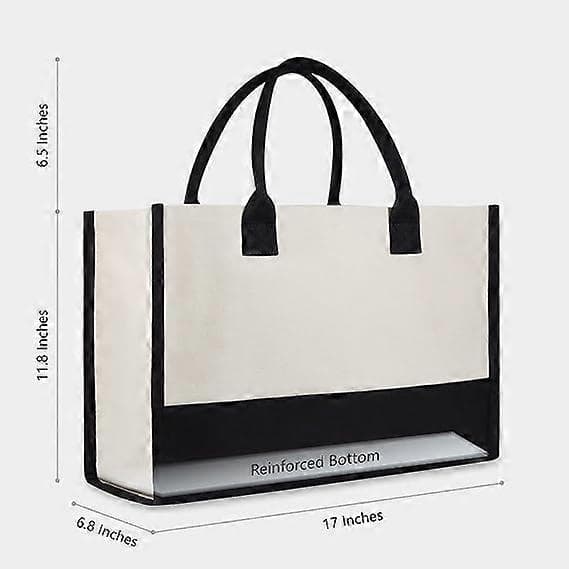 Personlig Canvas Strandväska med Initial, Monogrammerad Presentväska för Kvinnor