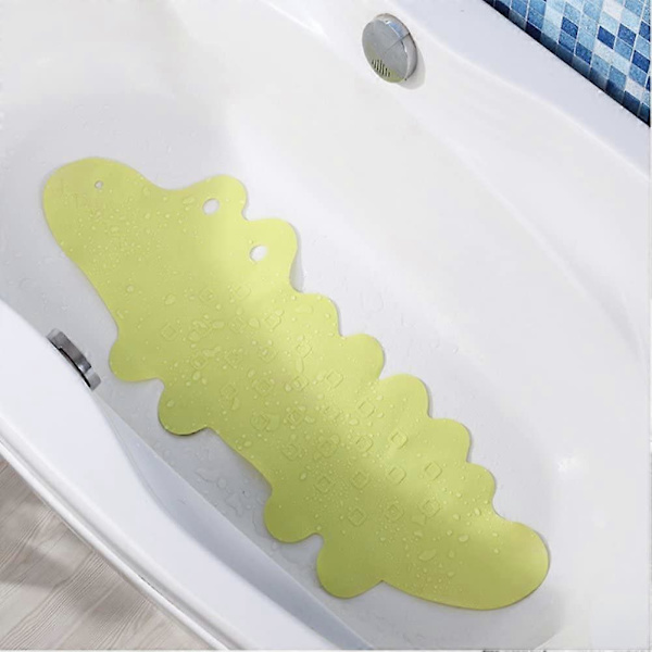 Ukeler Halksäkra Badmattor Massage Duschmatta för Barn, 37.4\" L x 13.5''W, Grön Krokodil