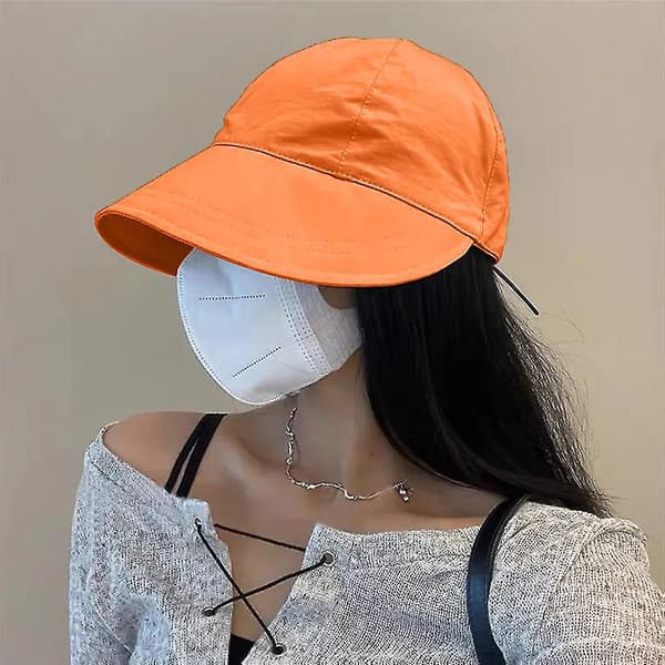 Dam Reversible 2-i-1 Bred Brätte Floppy Hat Uv-skydd Hattar För Strand Glof（orang）